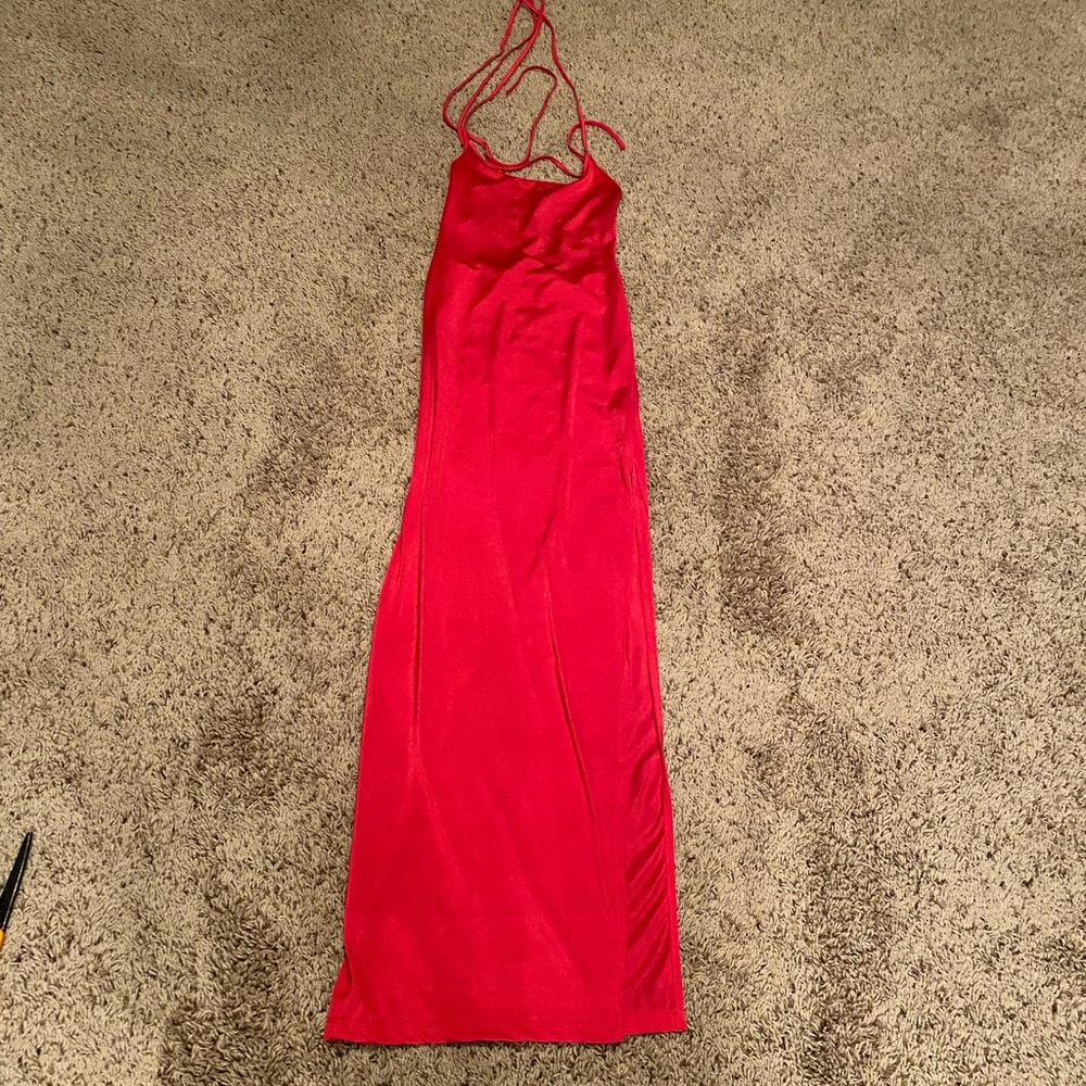 Long hot pink dress